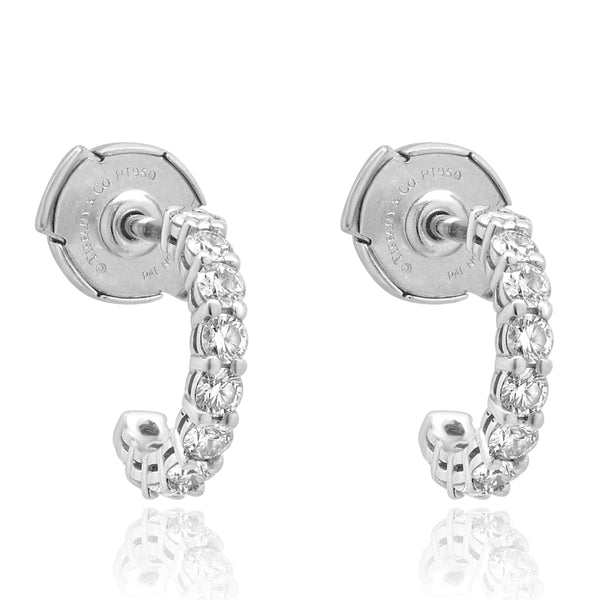 Tiffany & Co. Platinum Diamond J Hoop Earrings