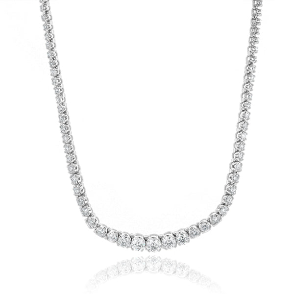 14 Karat White Gold Graduated Diamond Inline Tennis Necklace