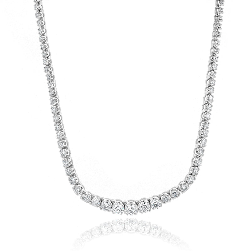 14 Karat White Gold Graduated Diamond Inline Tennis Necklace