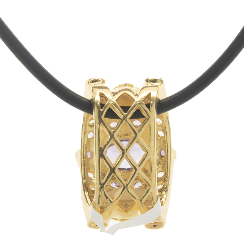 Sterling Silver Gold Plated Amethyst and White Topaz Slide Necklace