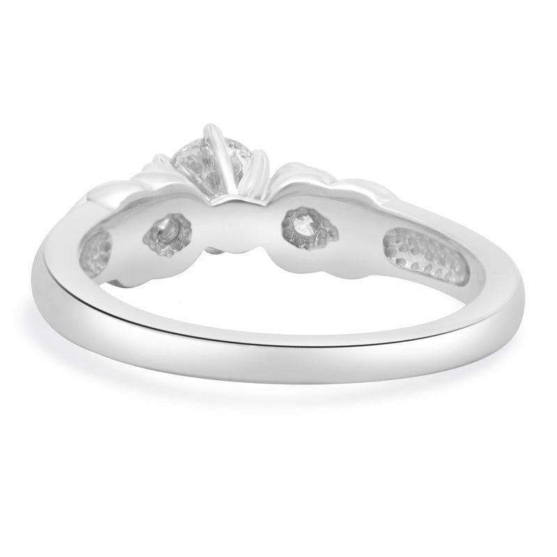 14 Karat White Gold Round Brilliant Cut Diamond Engagement Ring