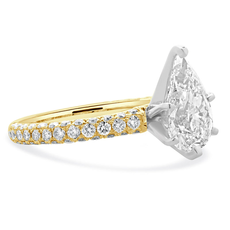14 Karat Yellow Gold Pear Cut Diamond Engagement Ring