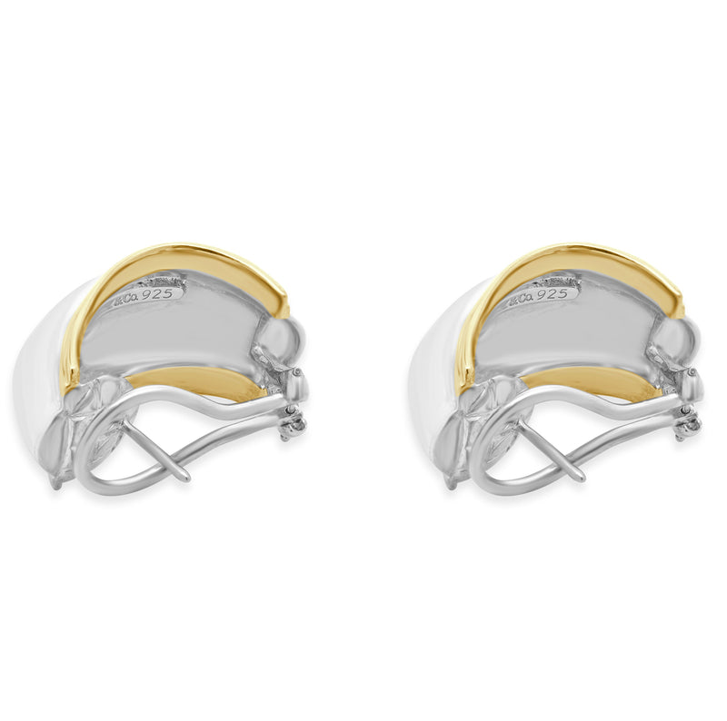 Tiffany & Co. 18 Karat Yellow Gold & Sterling Silver Dome Earrings