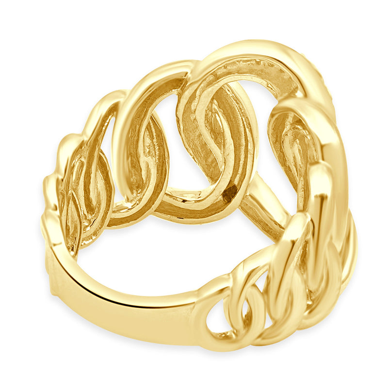 Interlocked Gold Rings 14 Karat Yellow Gold Pave Diamond Interlocking Oval Link Ring – E.D ...