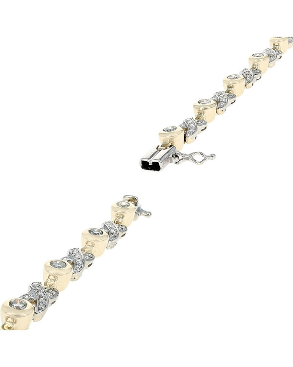 Diamond Pave X Link Inline Braclet in Gold