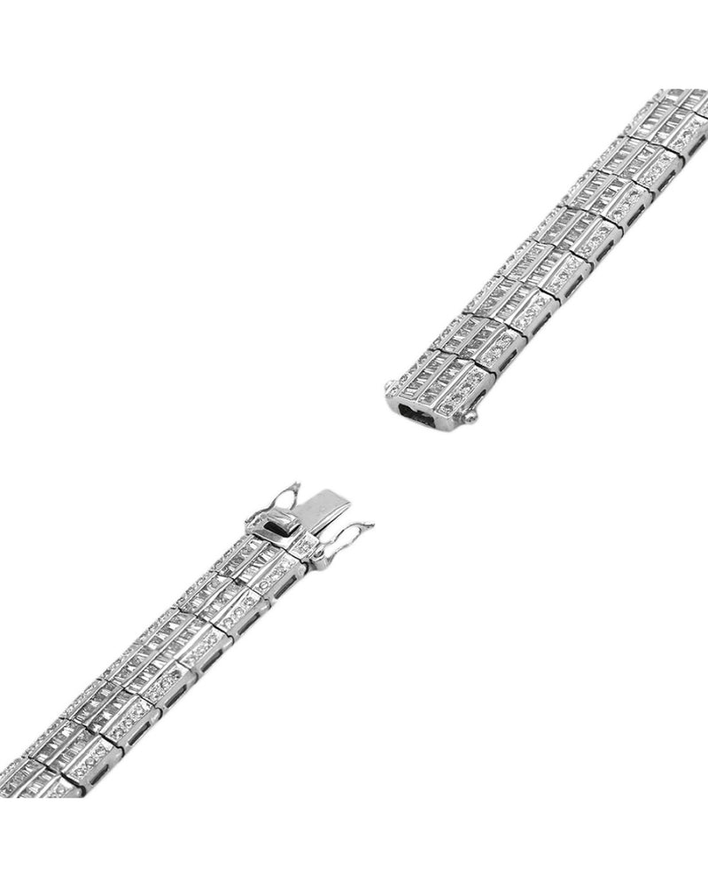 Four Row Round and Baguette Diamond Bracelet