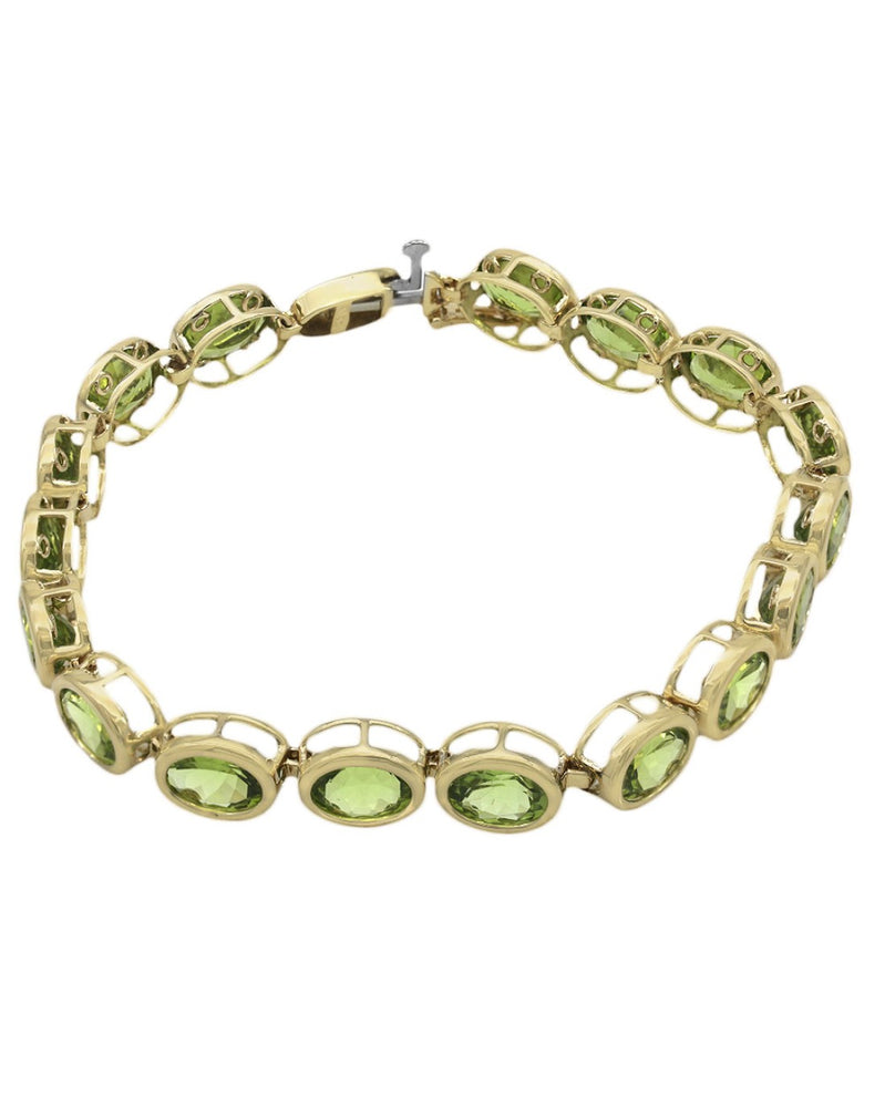 Peridot Inline Bracelet in Yellow Gold