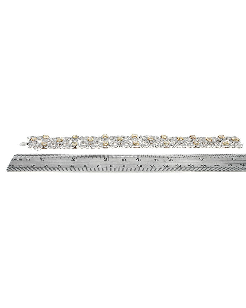 Fancy Yellow and White Diamond Pave Maze Motif Bracelet