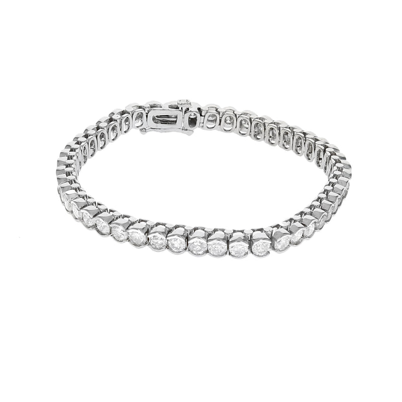 Half Bezel Set Diamond Inline Bracelet in White Gold