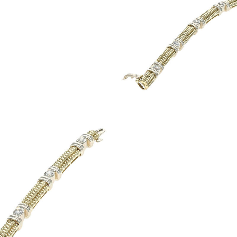 2 Tone Diamond Bead Link Inline Bracelet