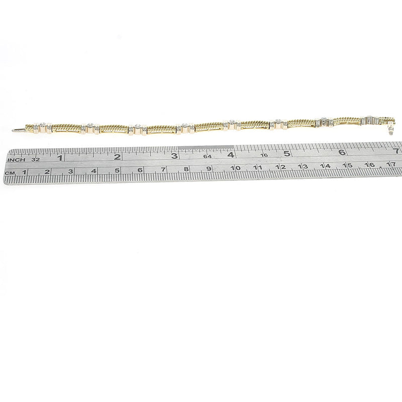 2 Tone Diamond Bead Link Inline Bracelet