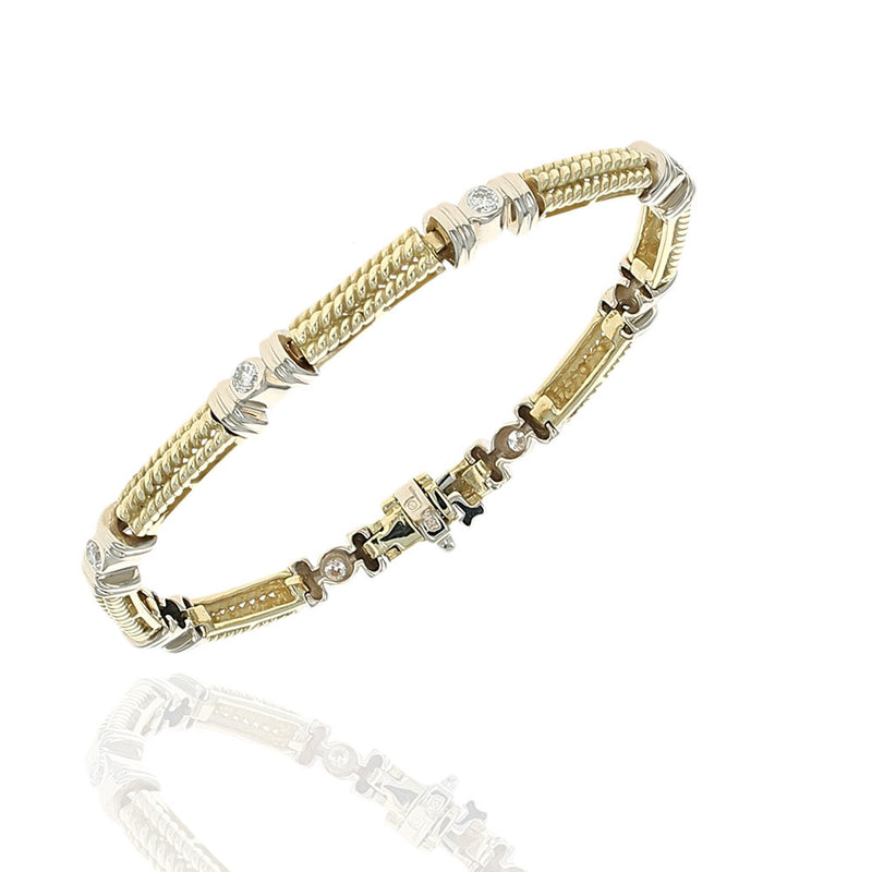 2 Tone Diamond Bead Link Inline Bracelet