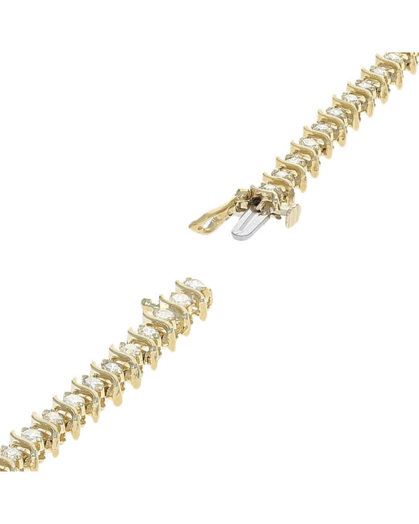 Diamond S Link Inline Bracelet in Yellow Gold