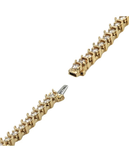 Alternating Diamond S Curve Link Inline Bracelet in Yellow Gold