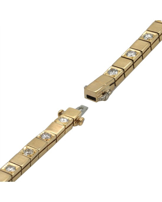 Alternating Diamond Square Link Inline Bracelet in Yellow Gold