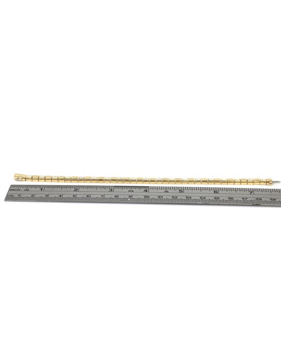 Alternating Diamond Square Link Inline Bracelet in Yellow Gold