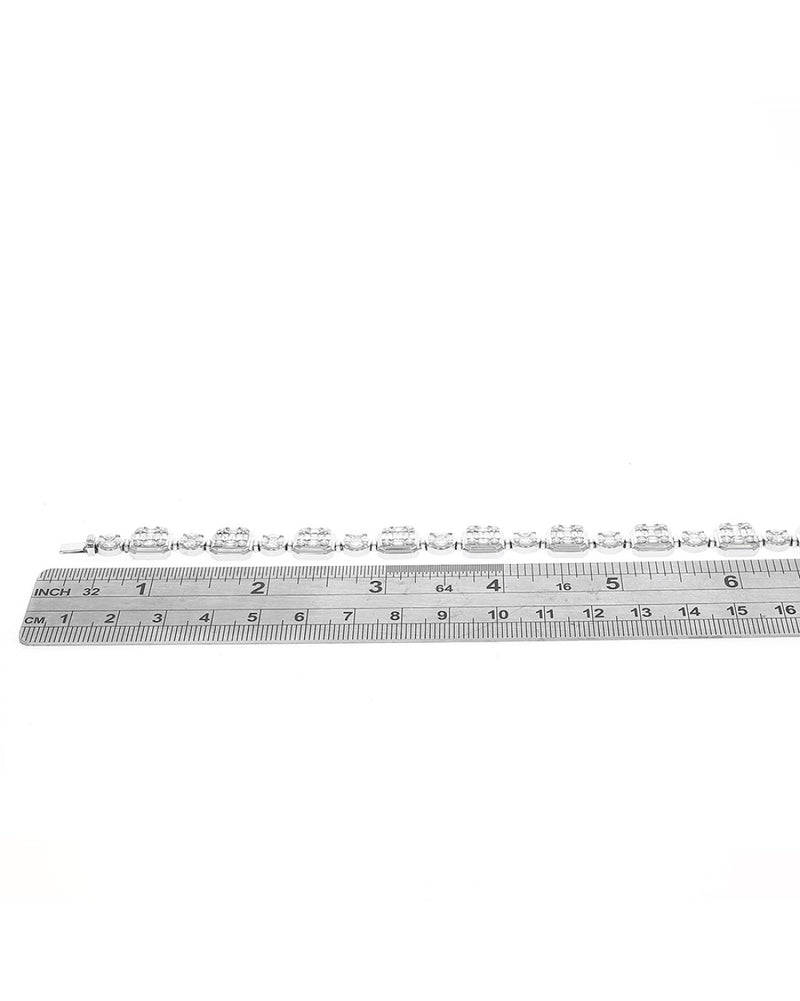 Mixed Cut Diamond Mosaic Link Bracelet in White Gold