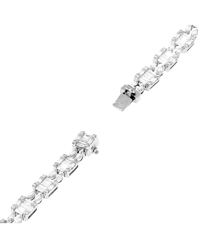 Mixed Cut Diamond Mosaic Station Bracelet in White Gold