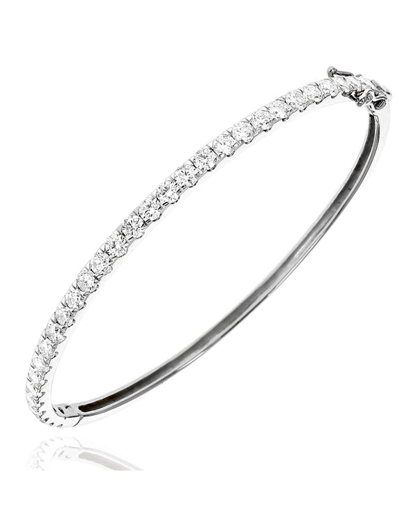 Diamond Hinged Bangle Bracelet in White Gold