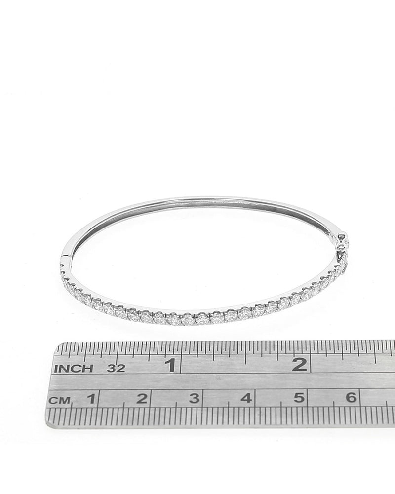 Diamond Hinged Bangle Bracelet in White Gold