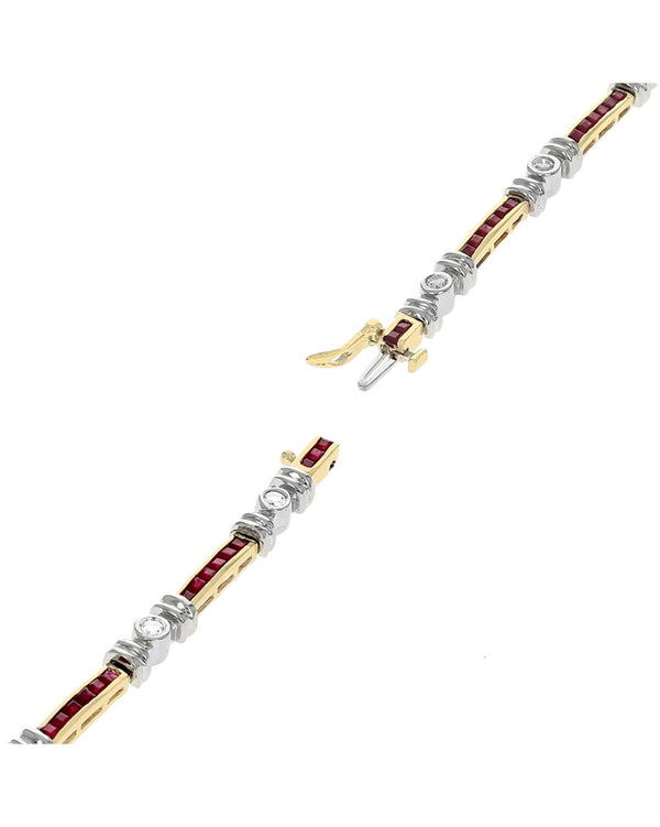 Alternating Ruby and Diamond Inline Bracelet