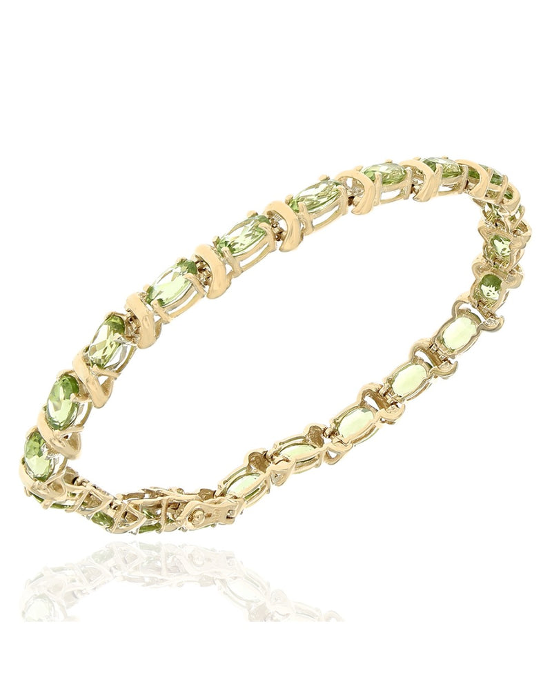 Oval Peridot Inline Bracelet in Gold