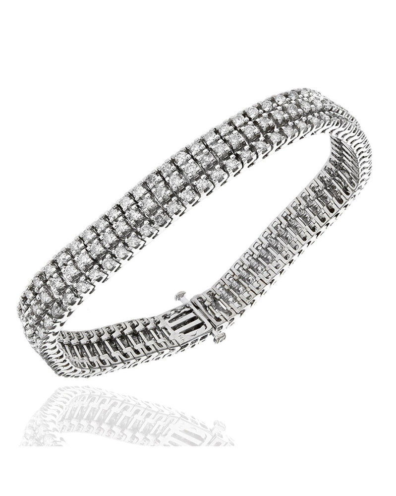 3 Row Diamond Bracelet in White Gole