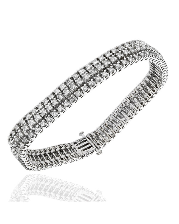 3 Row Diamond Bracelet in White Gole