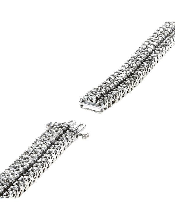 3 Row Diamond Bracelet in White Gole