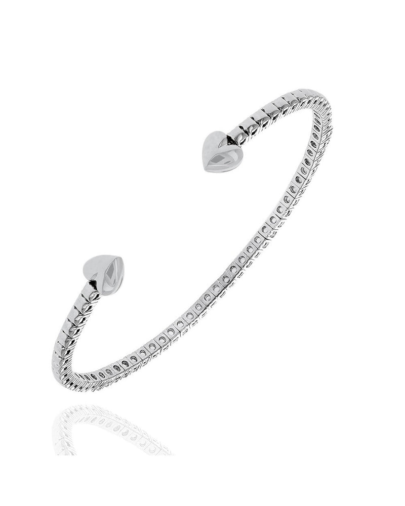 Diamond Cuff Bracelet with Heart Ends