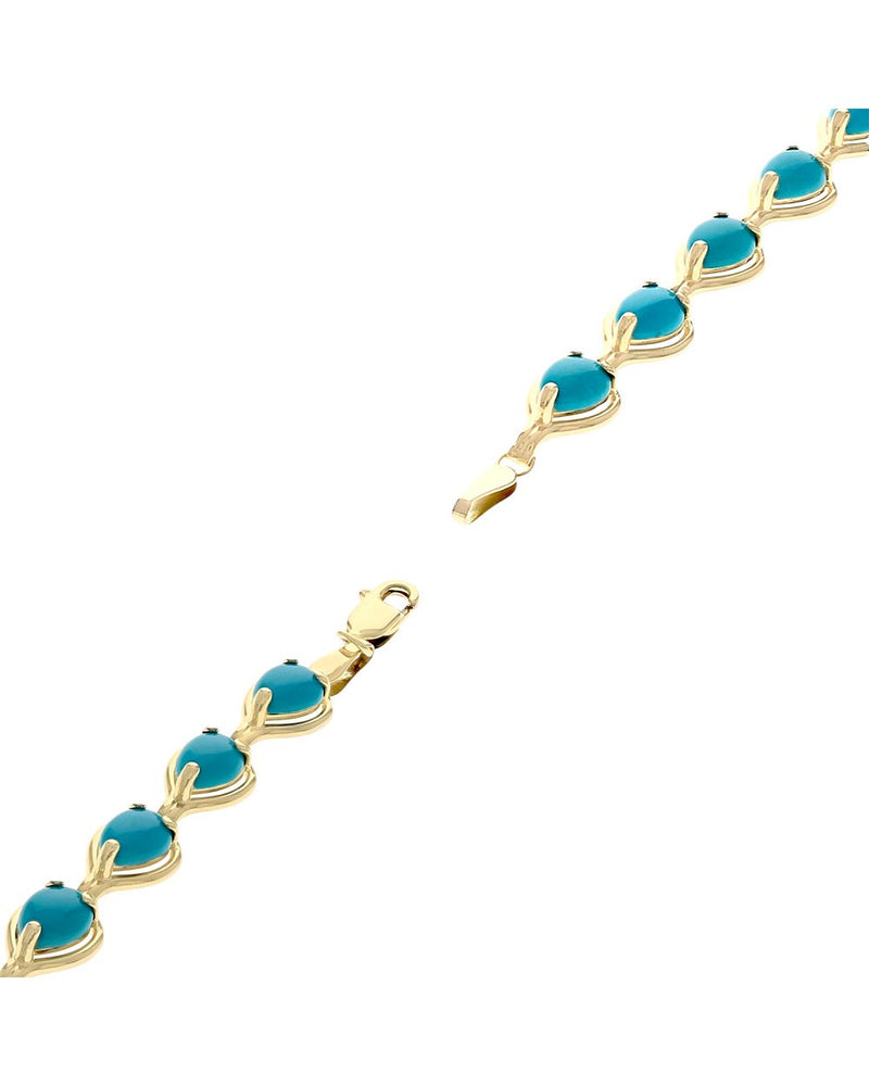 Synthetic Turquoise Inline Bracelet in Yellow Gold