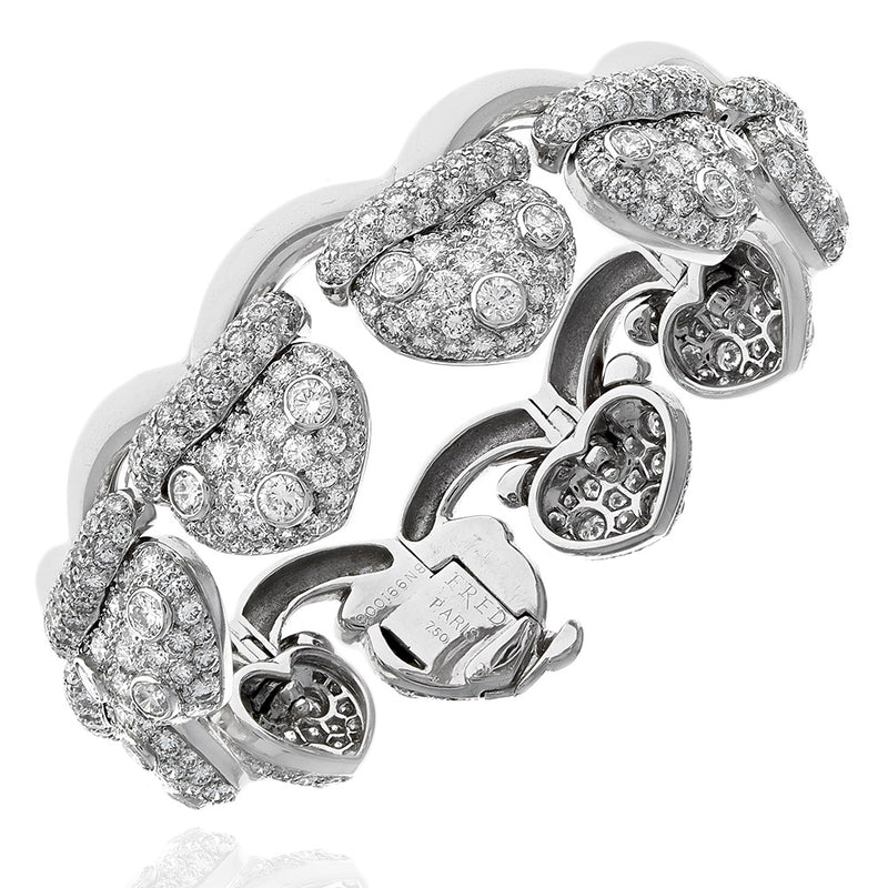 Fred Paris Liens de Coeurs Diamond Heart Bracelet in White Gold