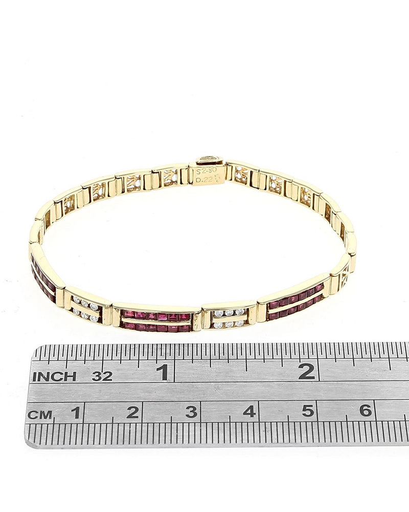 Ruby and Diamond Cut Out Link Bracelet