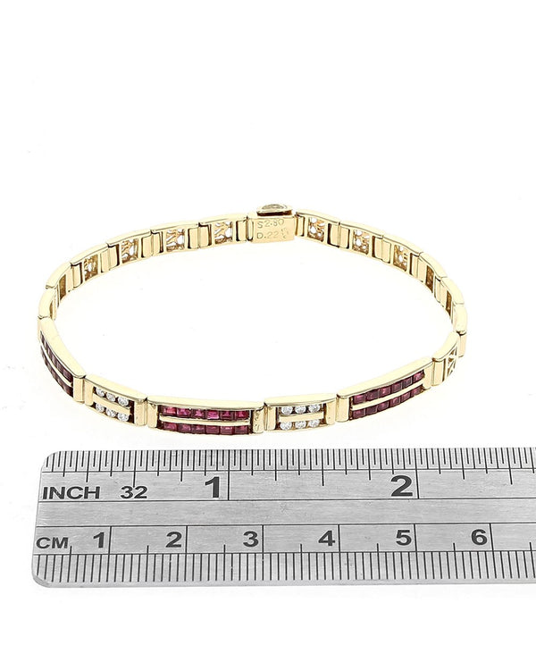 Ruby and Diamond Cut Out Link Bracelet