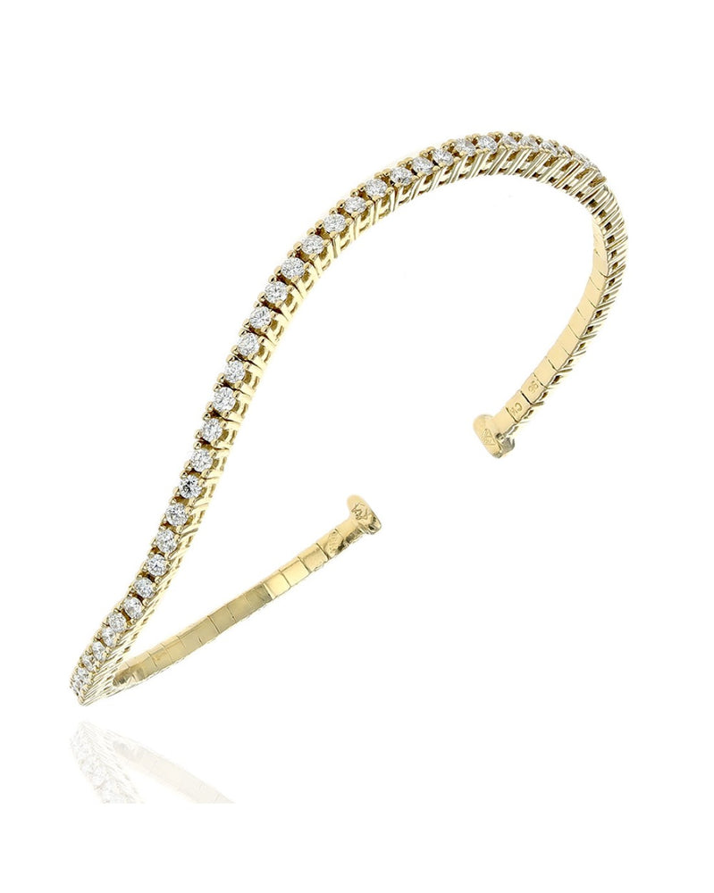 Diamond Wave Cuff Bracelet in Yellow Gold