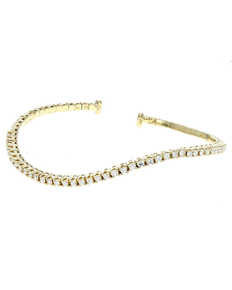 Diamond Wave Cuff Bracelet in Yellow Gold