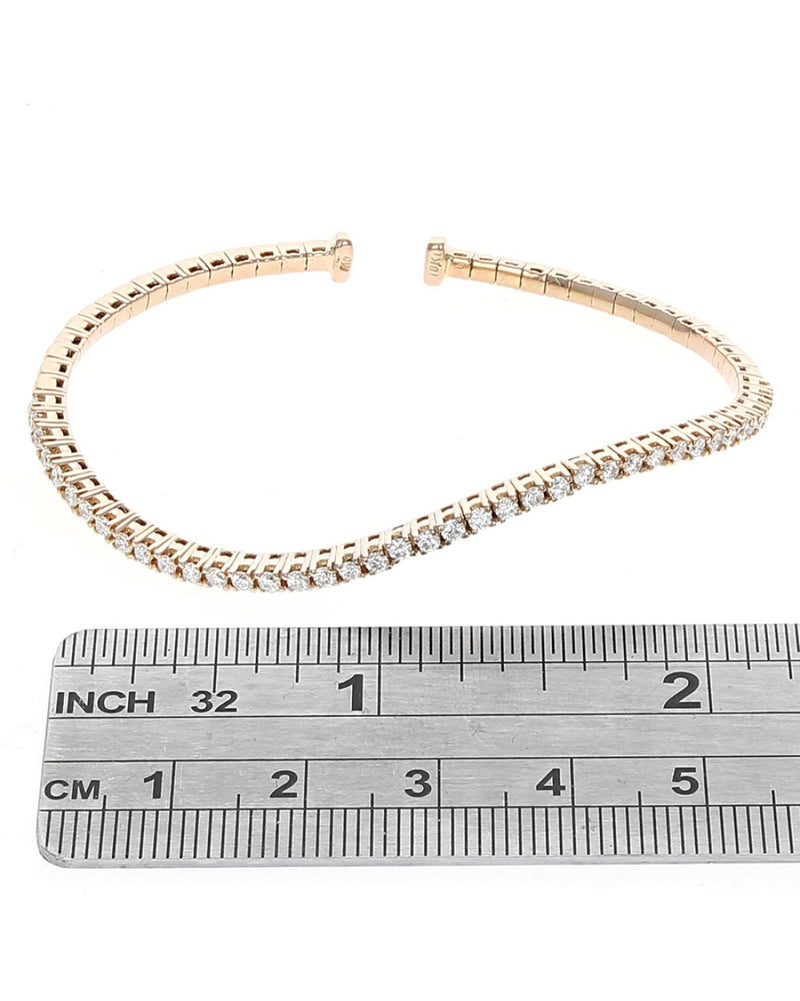 Diamond Wave Cuff Bracelet in Rose Gold