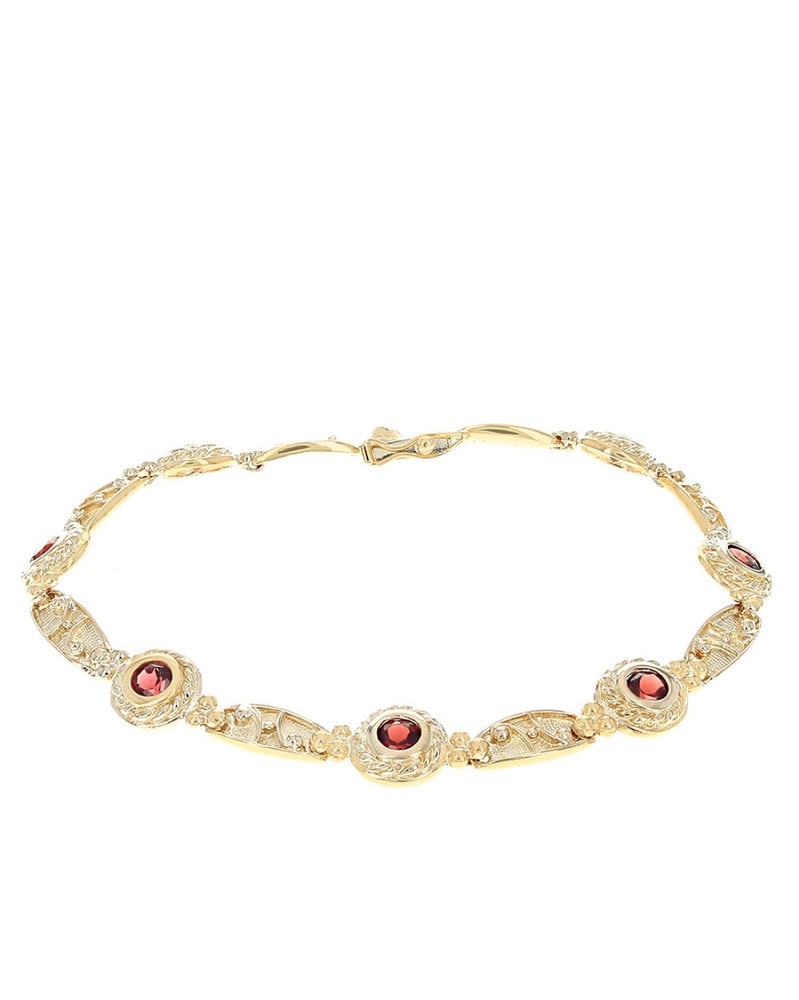 Vintage Garnet Inline Bracelet in Yellow Gold