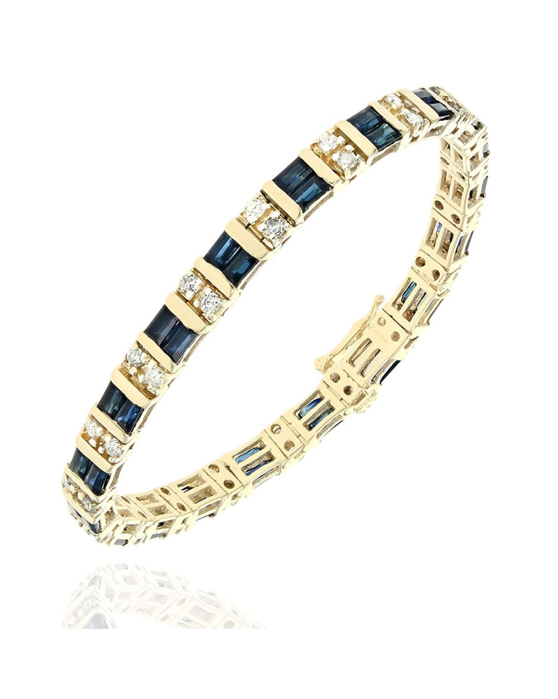 Alternating Sapphire and Diamond Inline Bracelet