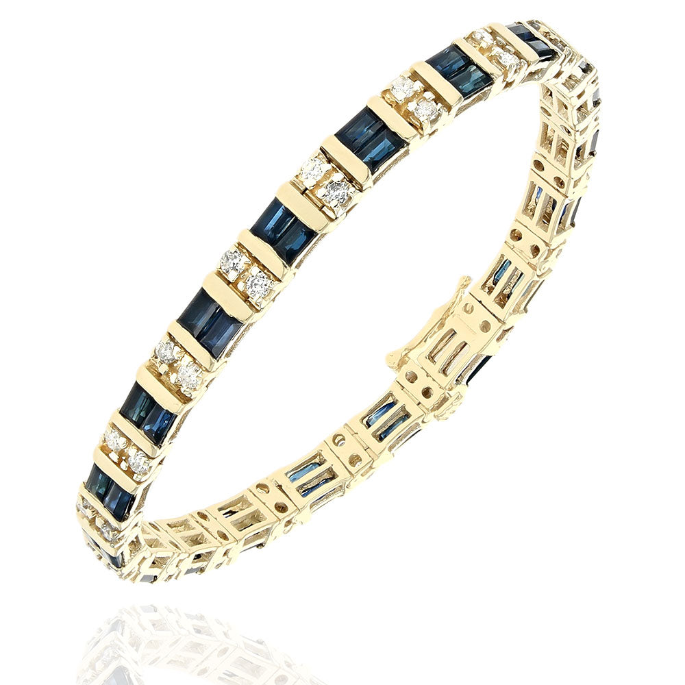 Alternating Sapphire and Diamond Inline Bracelet