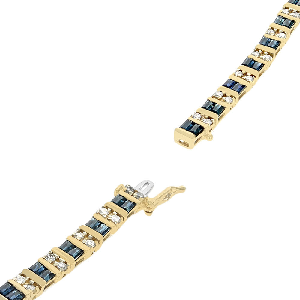 Alternating Sapphire and Diamond Inline Bracelet