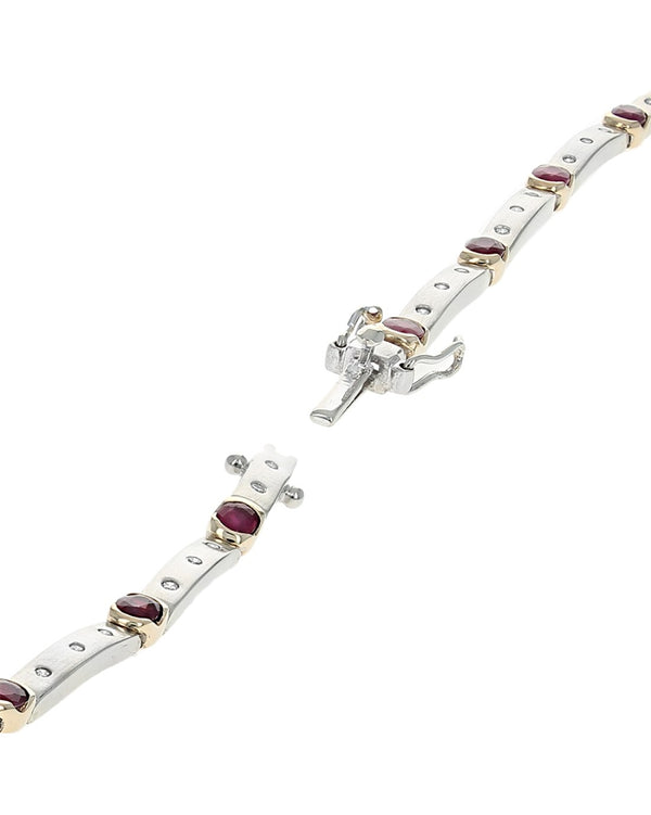 Ruby and Diamond Rectangular Link Bracelet