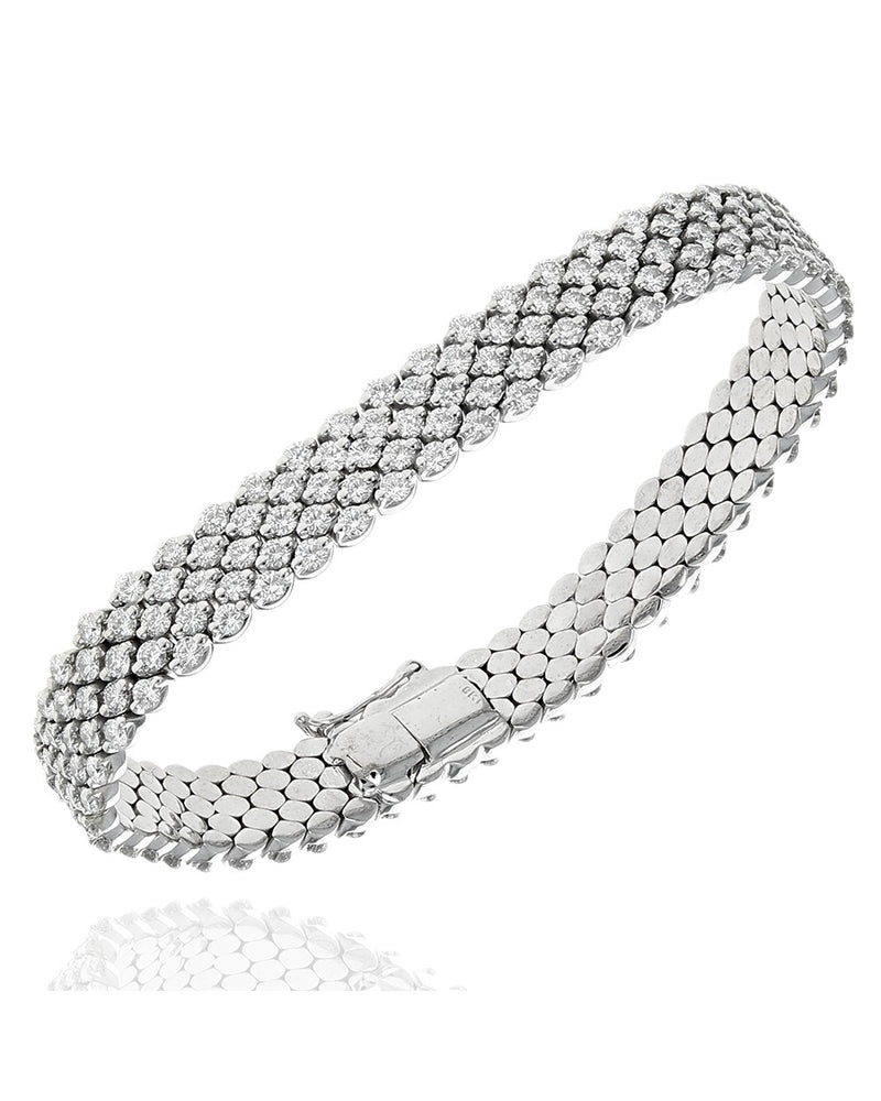 5 Row Diamond Bracelet in White Gold