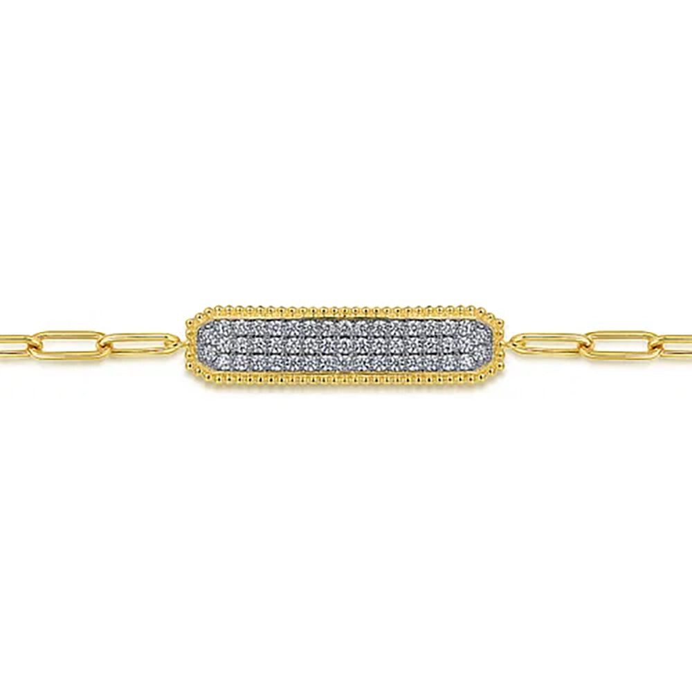 Gabriel & Co. Diamond Bar Station Bracelet in Yellow and White Gold