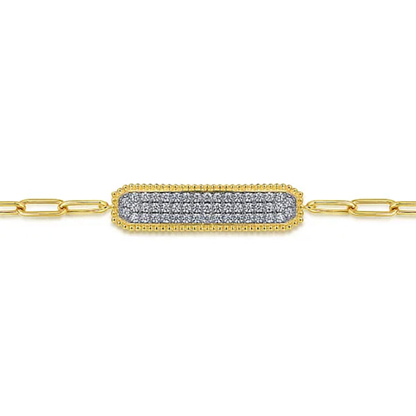 Gabriel & Co. Diamond Bar Station Bracelet in Yellow and White Gold