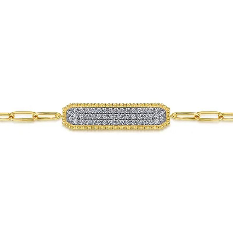 Gabriel & Co. Diamond Bar Station Bracelet in Yellow and White Gold