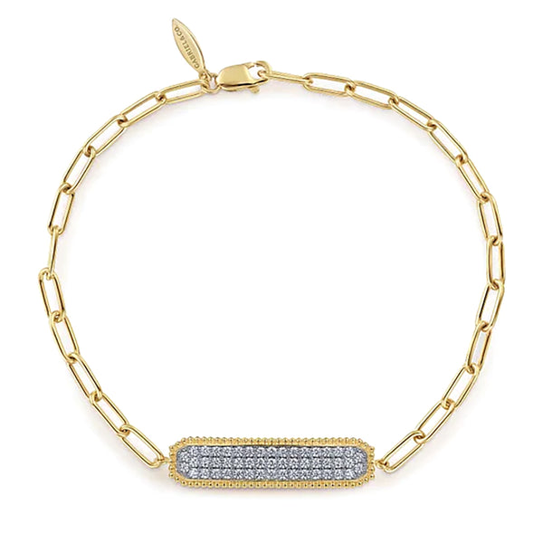 Gabriel & Co. Diamond Bar Station Bracelet in Yellow and White Gold