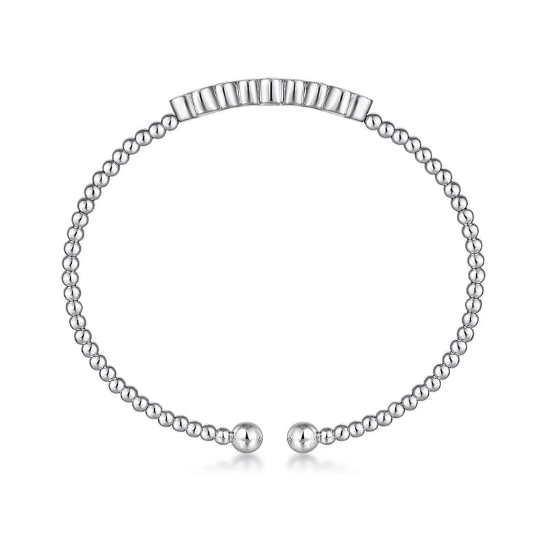 Gabriel & Co. Bujukan Bead Diamond Quatrefoil Bangle in White Gold