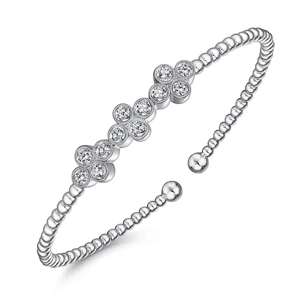 Gabriel & Co. Bujukan Bead Diamond Quatrefoil Bangle in White Gold