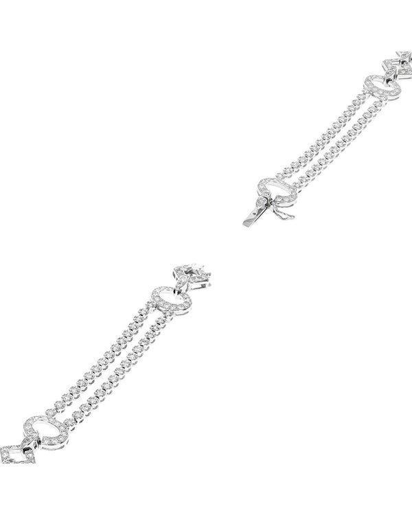 Diamond Double Strand Open Oval and Diamond Station Bracelet